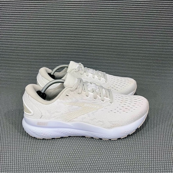 Brooks Shoes - Brooks Ghost 16 White Grey Womens Athletic Running Cross Training Sneakers Sz 8